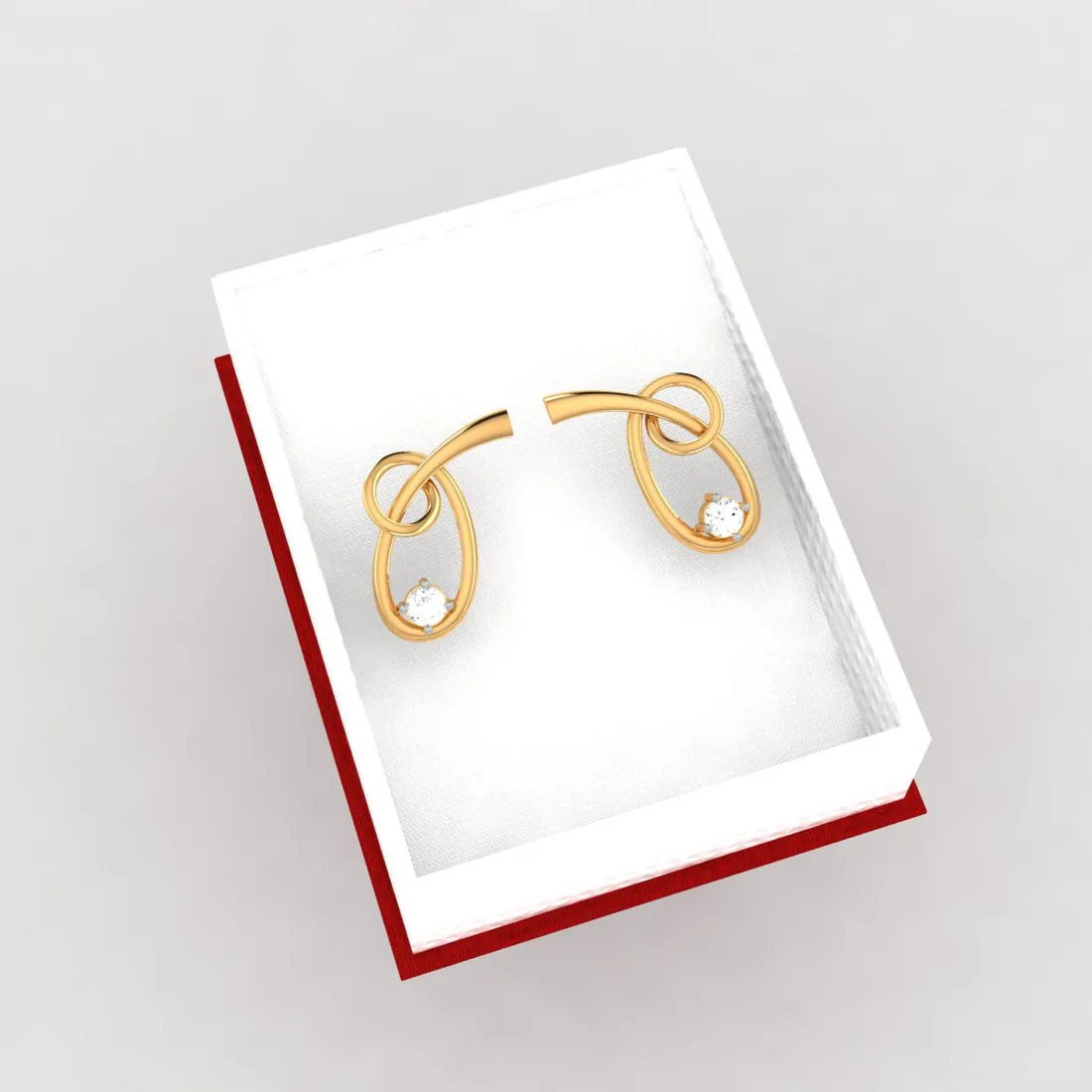 14k Knot Style American Diamond & Gold Earrings