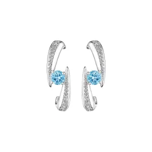 18k Amazonia (cocar) White Gold Earring With 0.50 Cts Vs-Gh Diamonds  And Aquamarine