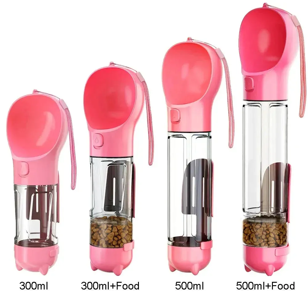 4-in-1 Portable Pet Water Bottle & Feeder with Poop Dispenser