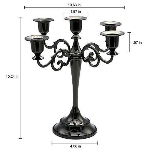 5-Candle Metal Candelabra Candlestick 10.6 inch Tall Candle Holder