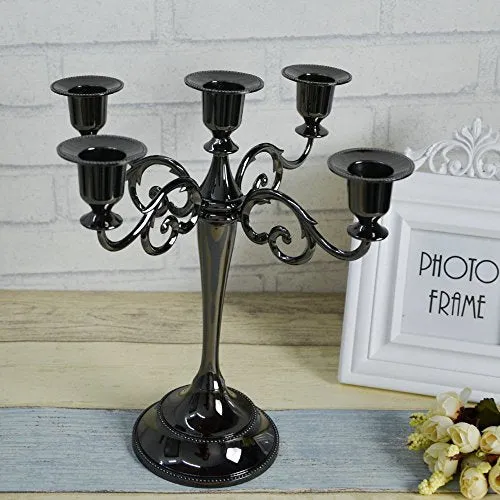 5-Candle Metal Candelabra Candlestick 10.6 inch Tall Candle Holder