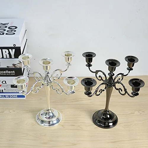 5-Candle Metal Candelabra Candlestick 10.6 inch Tall Candle Holder