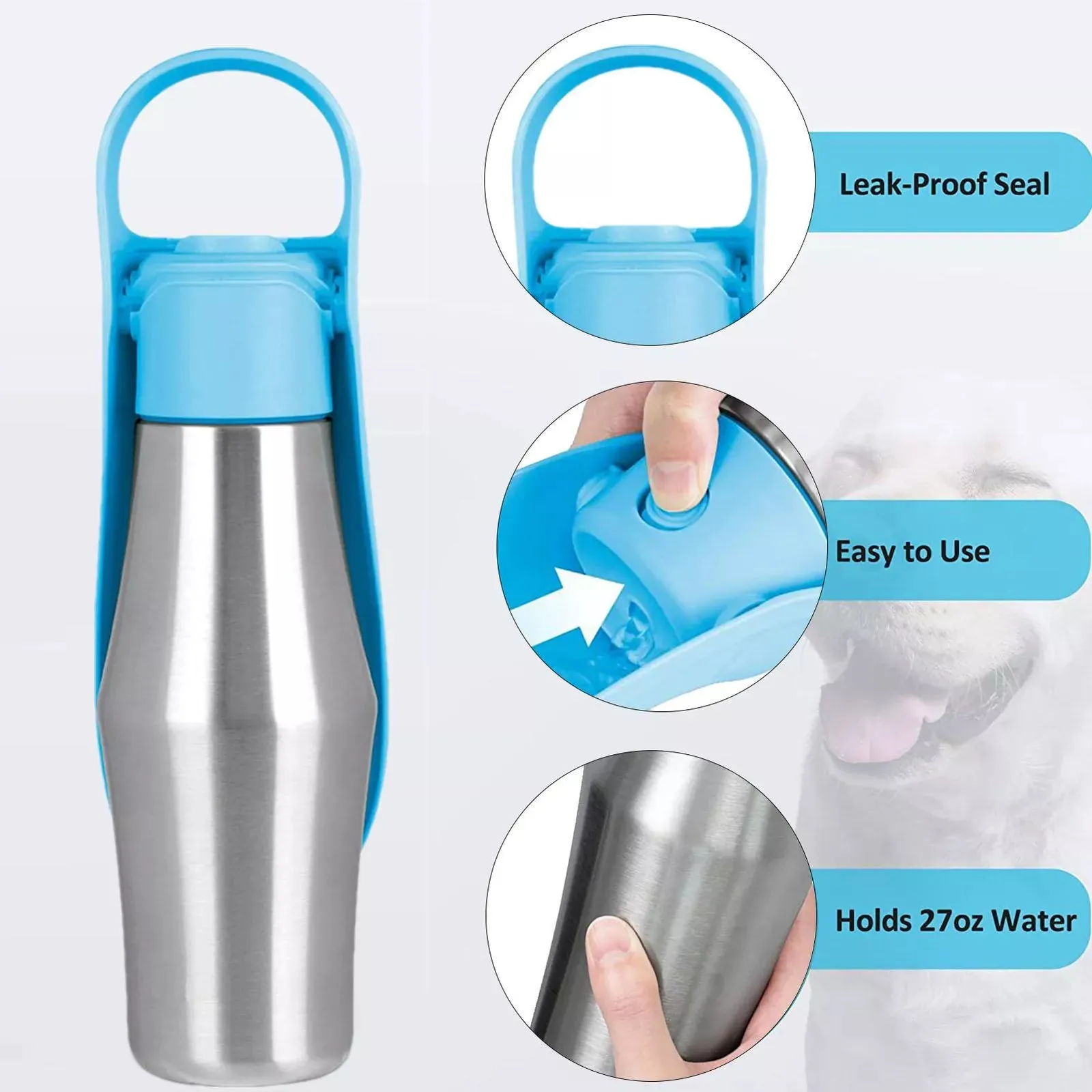 750ML Stainless Travel Portable Pet Water Bottle