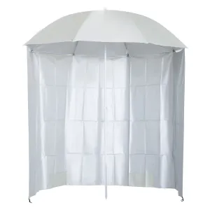 88" Arc 2.2M Fishing Umbrella Beach Parasol with Sides Brolly Shelter Canopy Shade with FREE Carry Bag Off-White