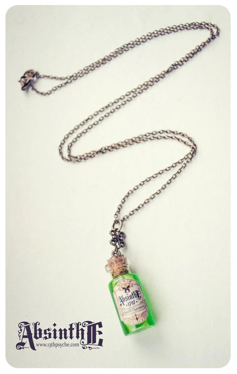 Absinthe bottle necklace