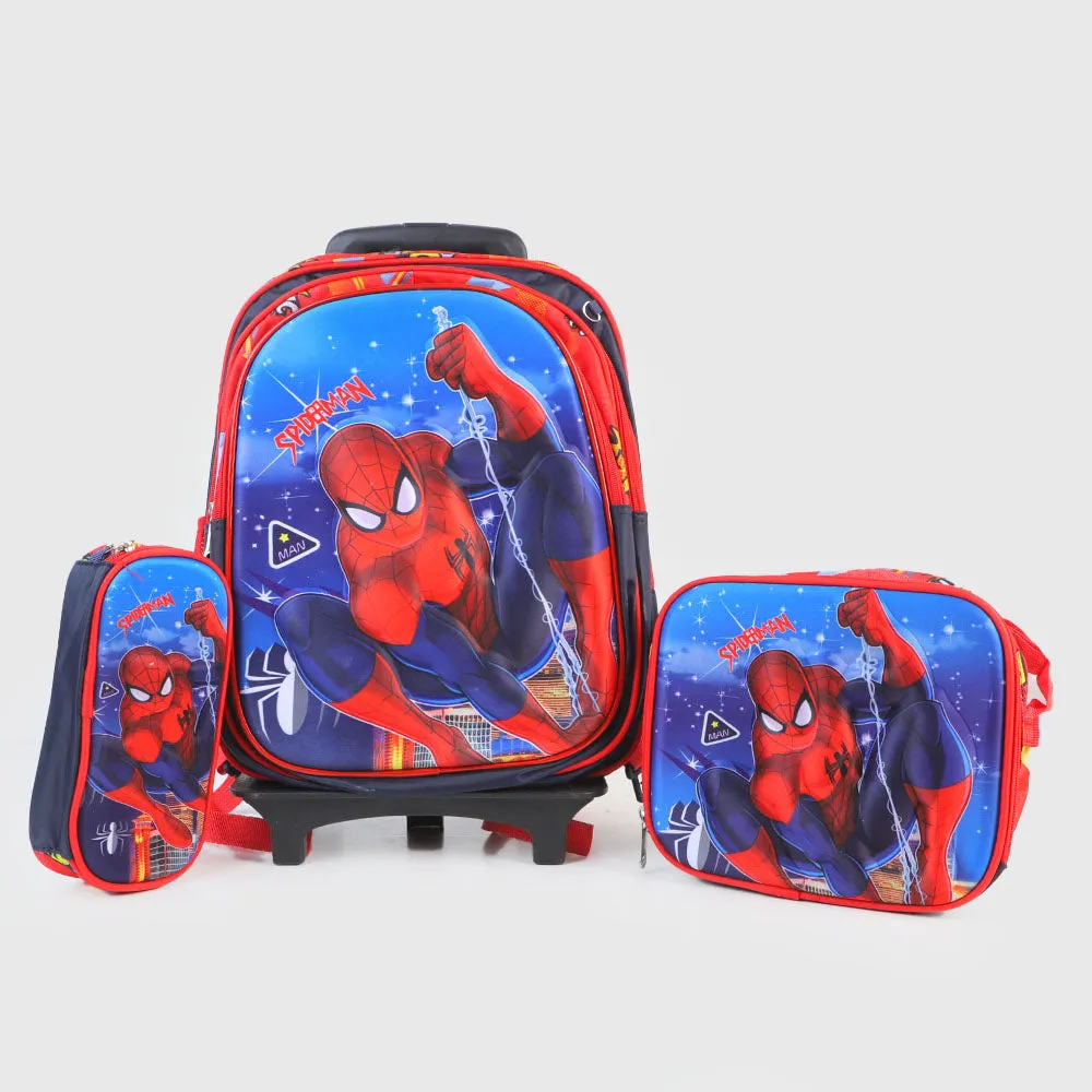 Action Hero School Bag With Trolley 3in1 - Blue/Red