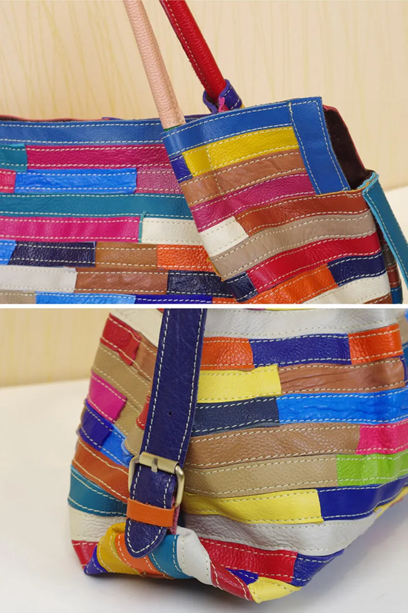 All-match stripe stitching bag shoulder bag