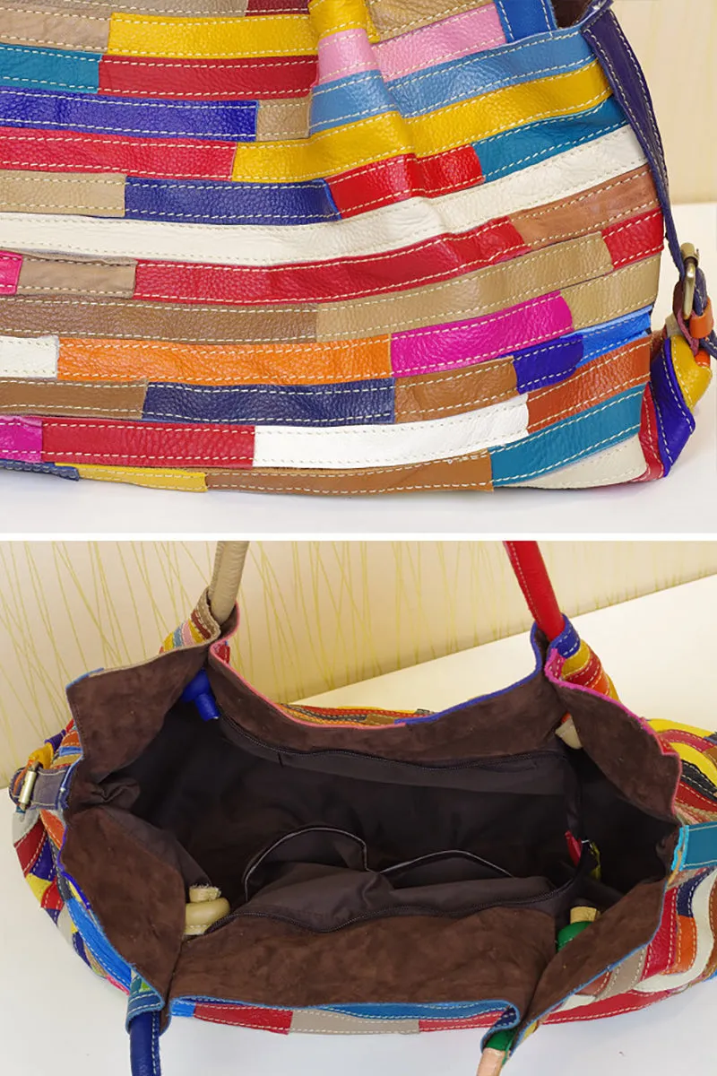 All-match stripe stitching bag shoulder bag