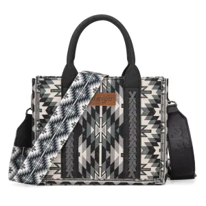 All-Over Aztec Print Canvas Tote - Black