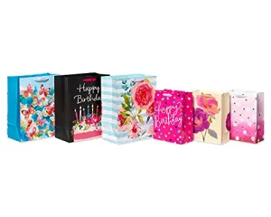 American Greetings Gift Bags For Her For Birthdays, Weddings, Bridal Showers, Baby Showers And All Occasions (6 Bags, 3 Medium 10" and 3 Large 13")