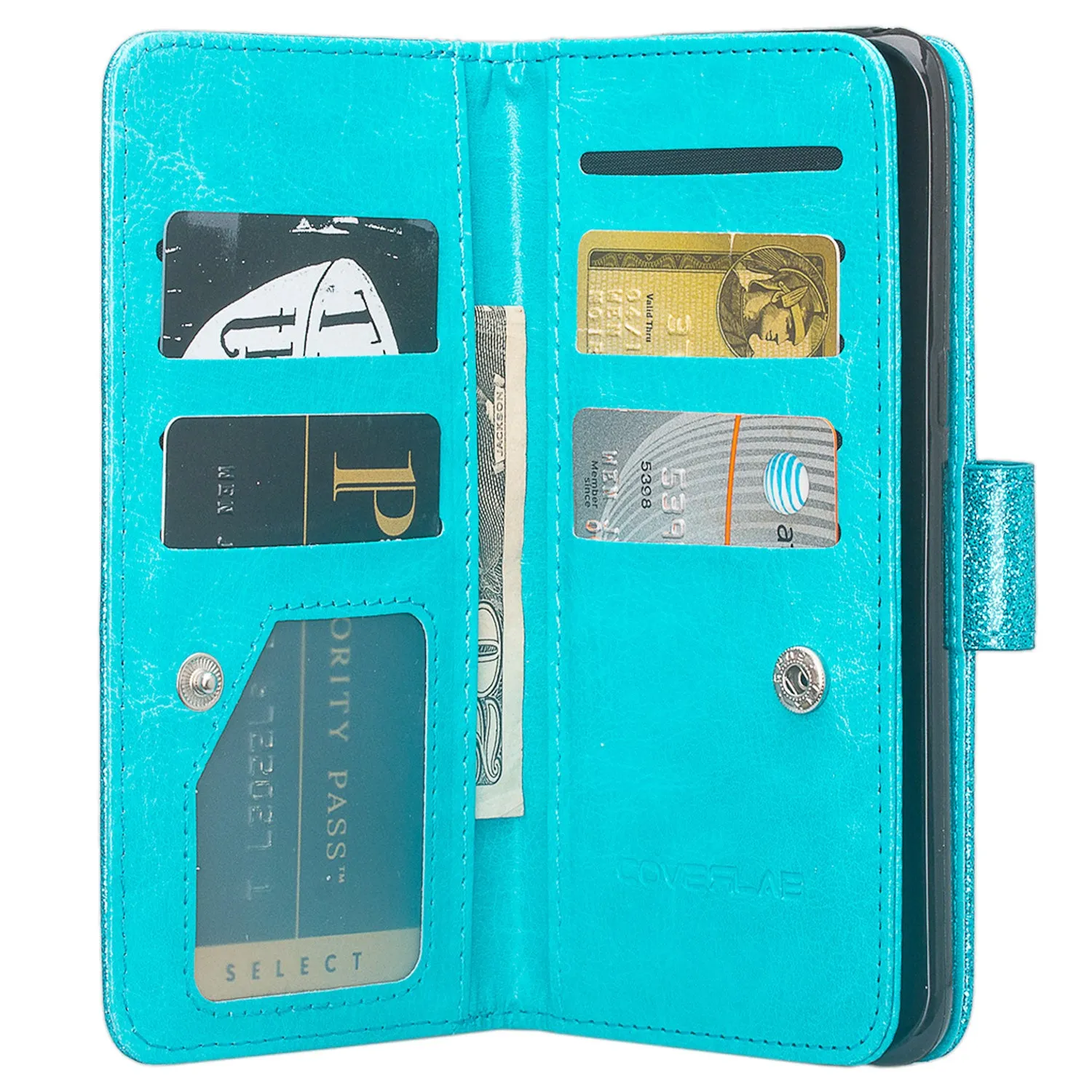 Apple iPhone 11 Pro Max Case, iPhone 11 Pro Max Case, Glitter Faux Leather Flip Credit Card Holder Wrist Strap Shockproof Protective Wallet Case Clutch for iPhone 11 Pro Max - Teal