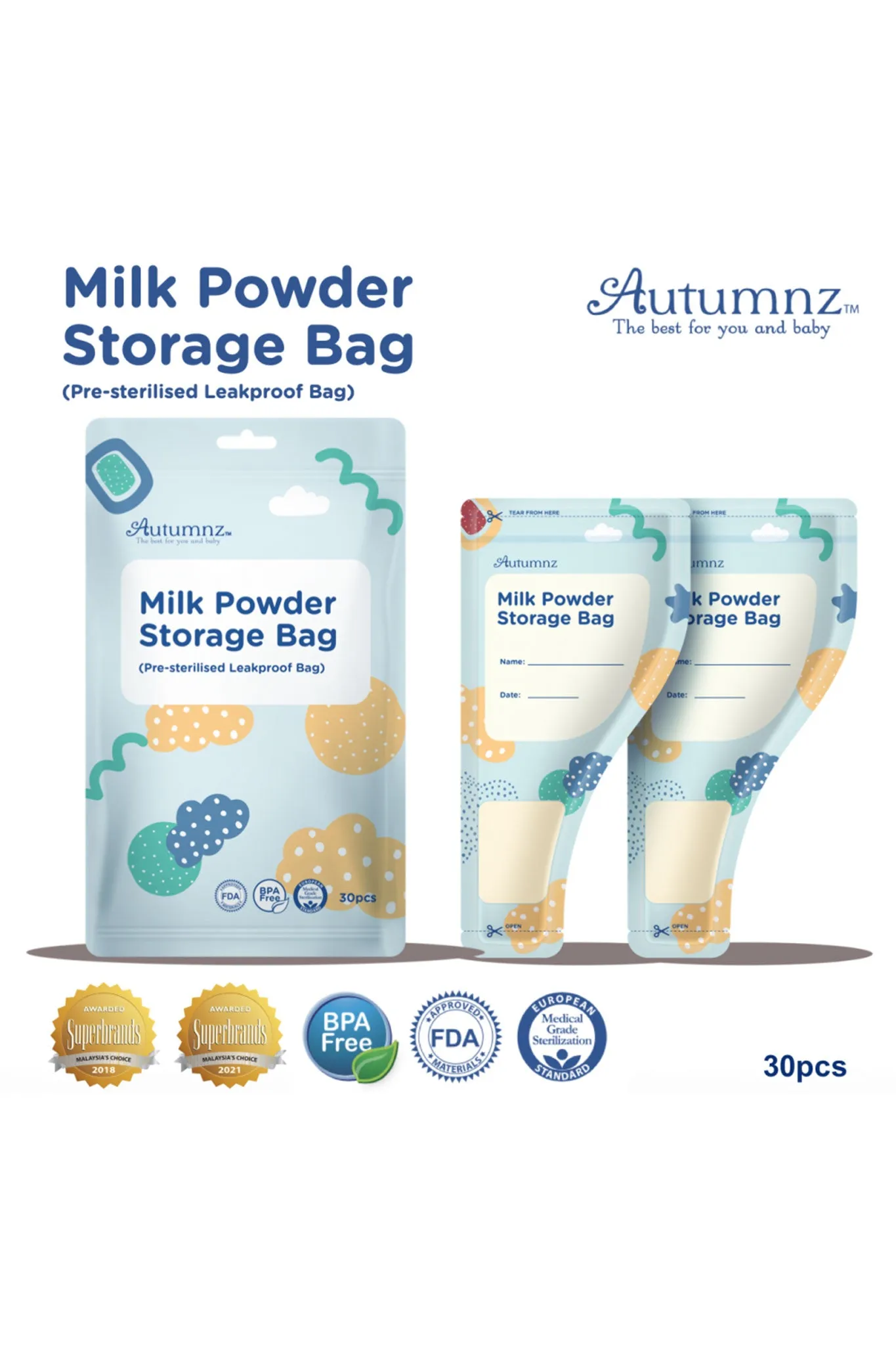 Autumnz Milk Powder Storage Bag - 30 Pack