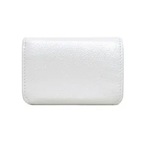 Balenciaga Everyday White Leather Logo Mini Trifold Wallet