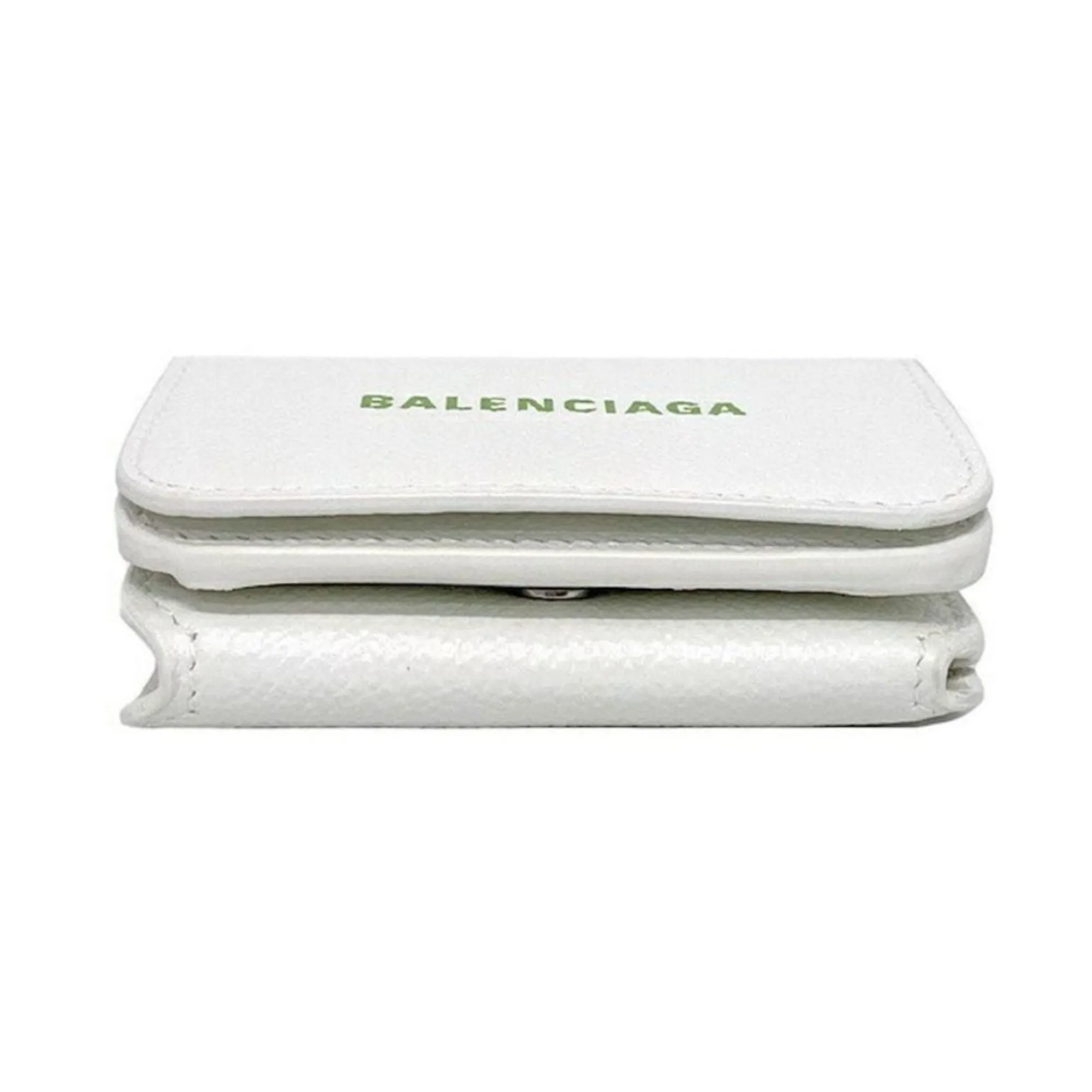 Balenciaga Everyday White Leather Logo Mini Trifold Wallet