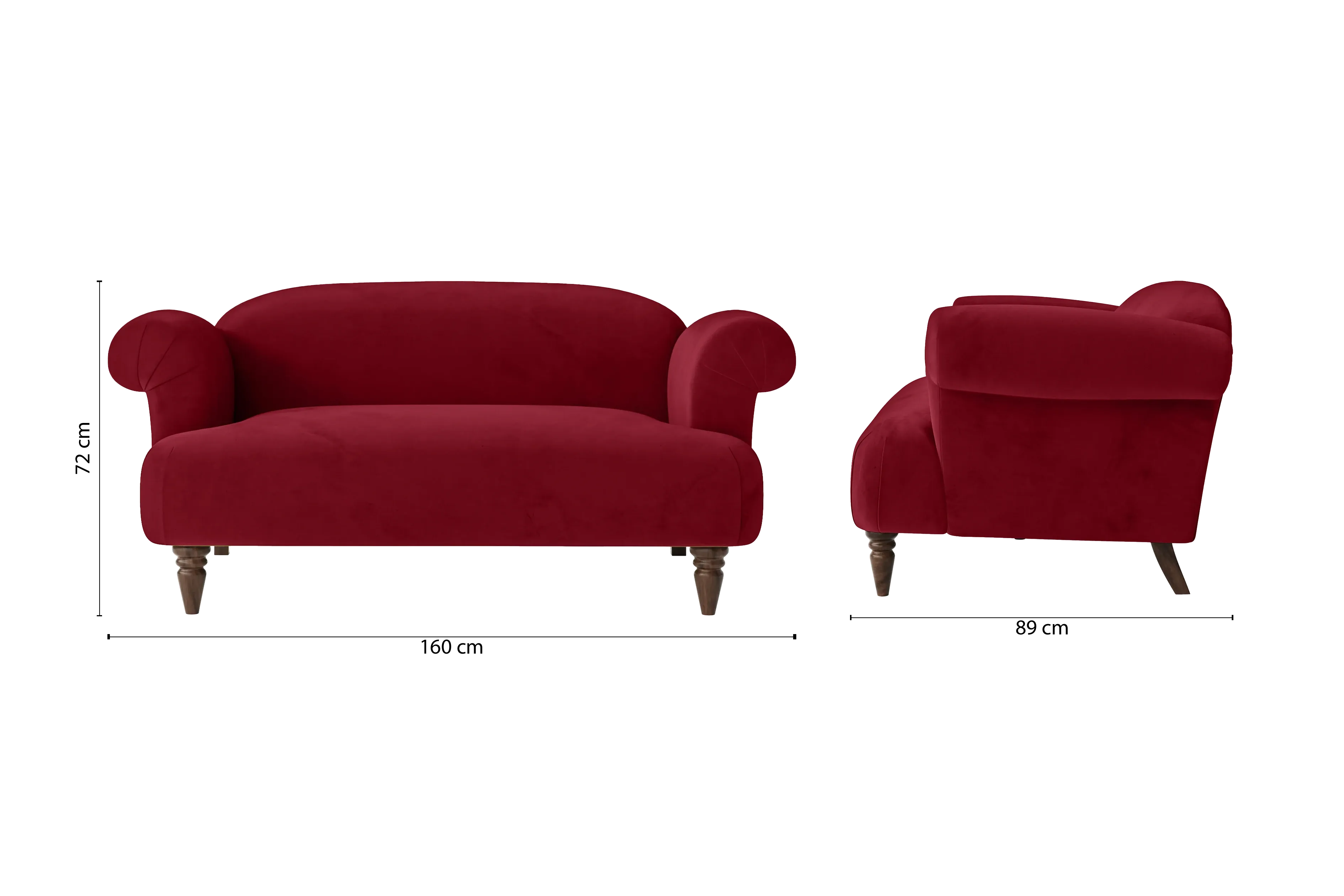 Barberton 2 Seater Sofa Red Velvet