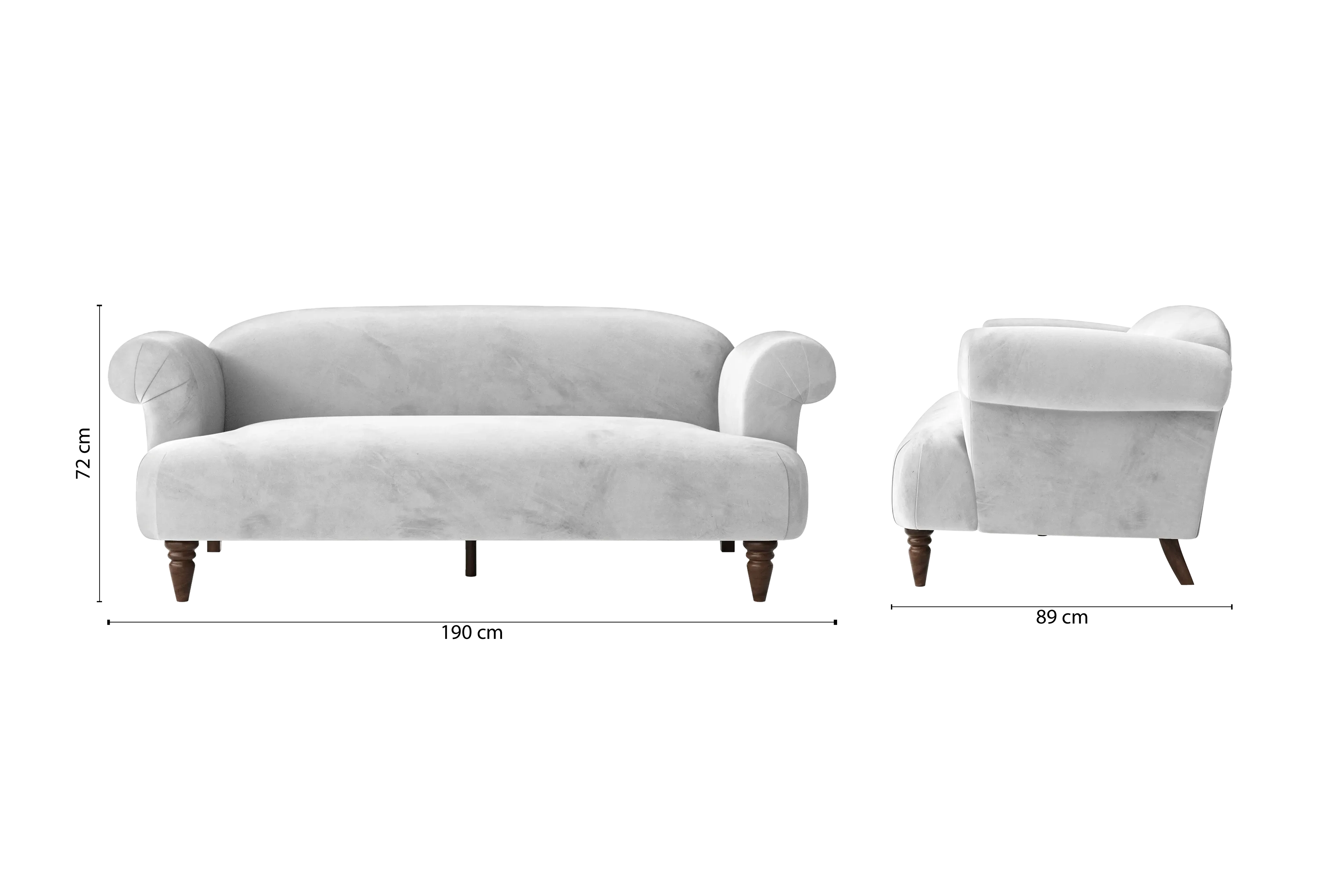 Barberton 3 Seater Sofa White Velvet