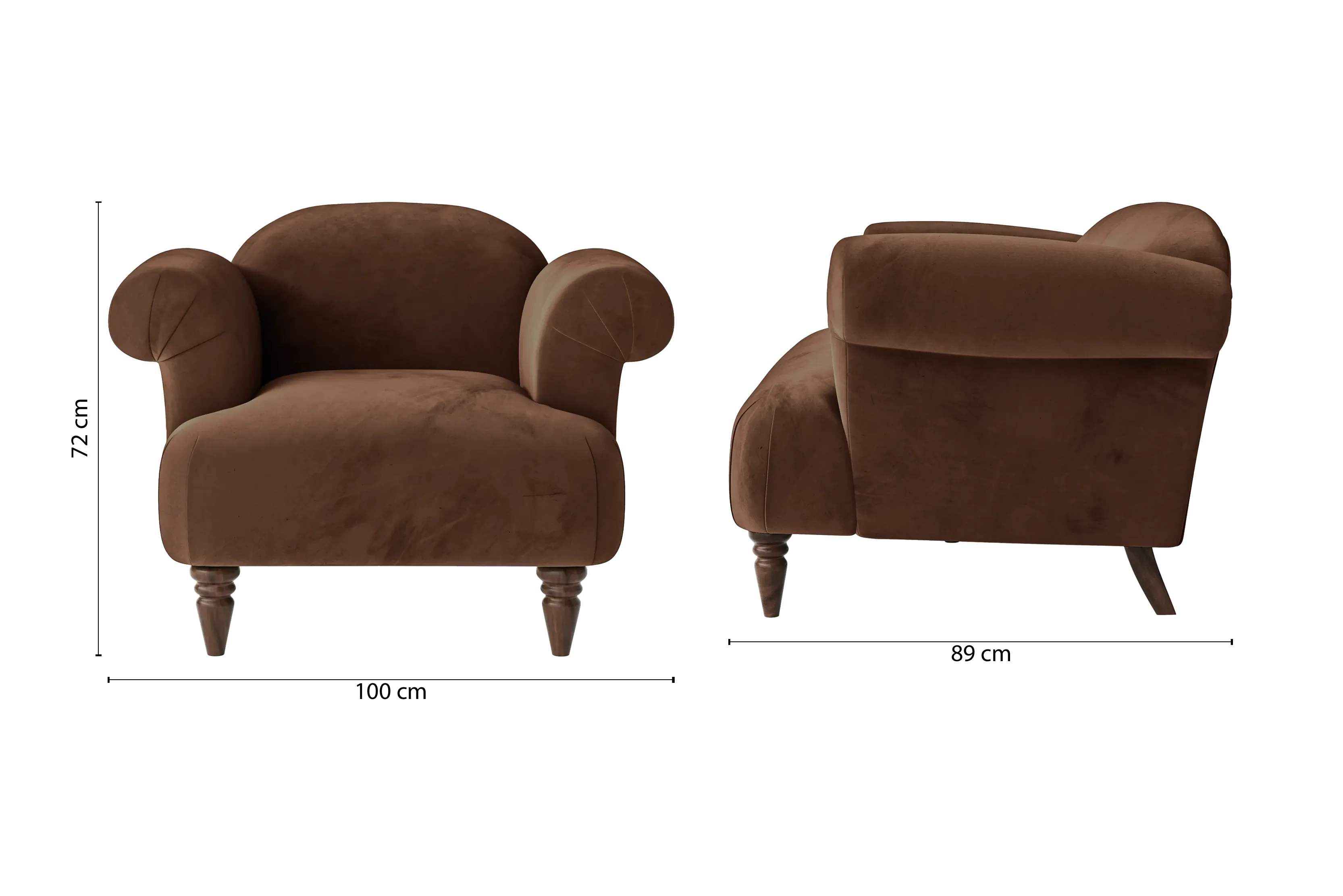 Barberton Armchair Coffee Brown Velvet