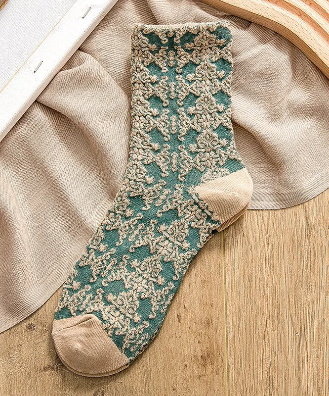 Beautiful Jacquard Comfortable Cotton Mid Calf Socks