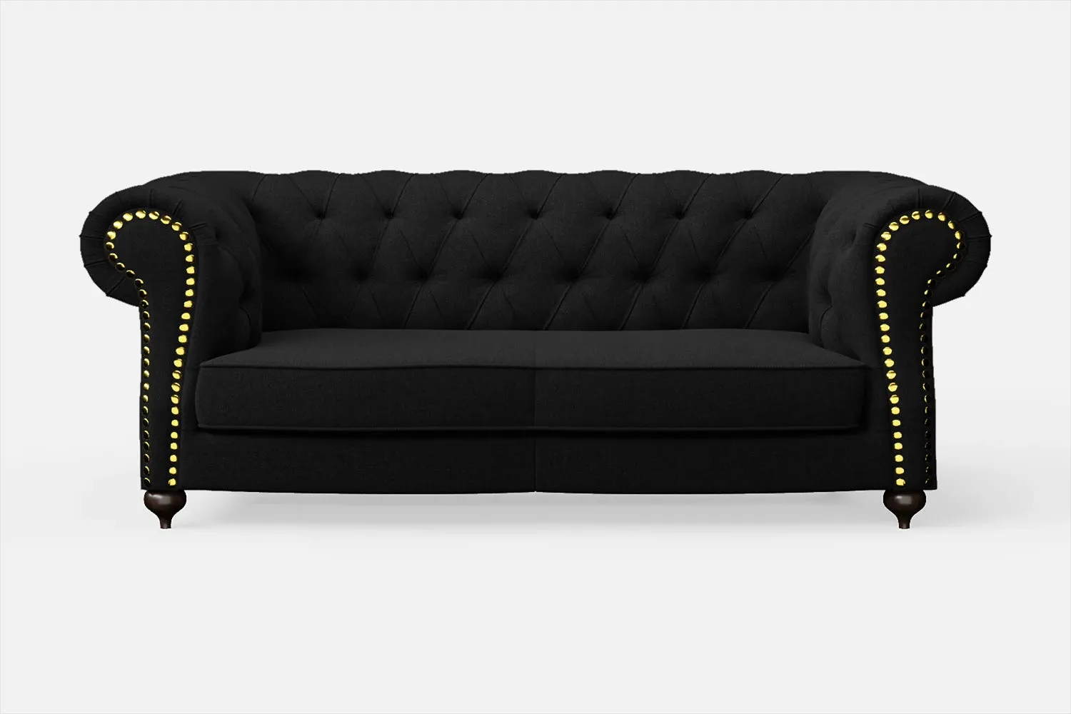 Bitonto 2 Seater Sofa Black Linen Fabric