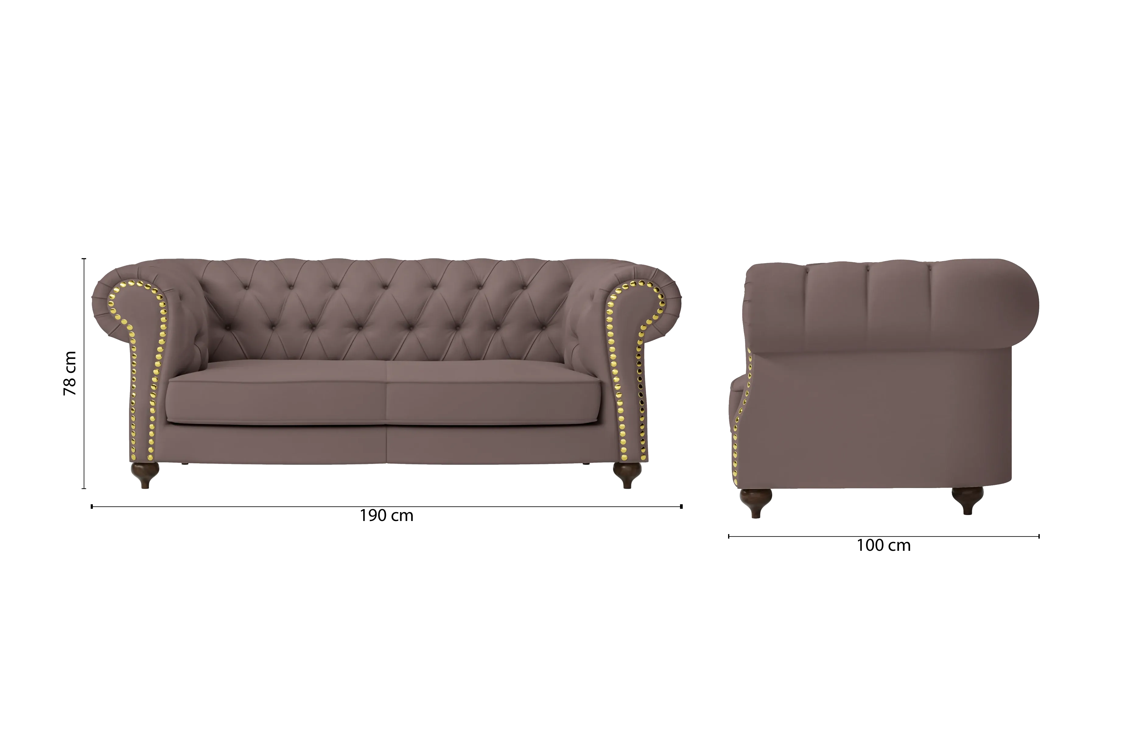 Bitonto 2 Seater Sofa Rose Taupe Leather