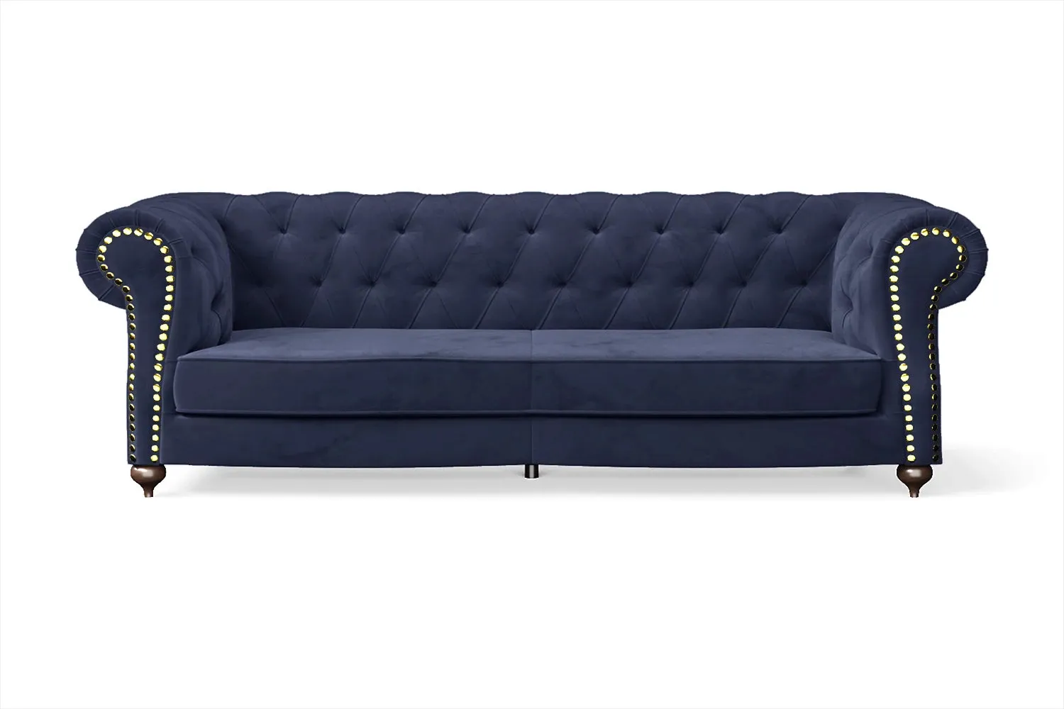 Bitonto 3 Seater Sofa Dark Blue Velvet