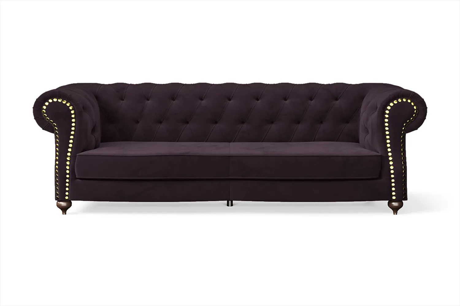 Bitonto 3 Seater Sofa Purple Velvet