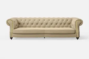 Bitonto 4 Seater Sofa Beige Linen Fabric