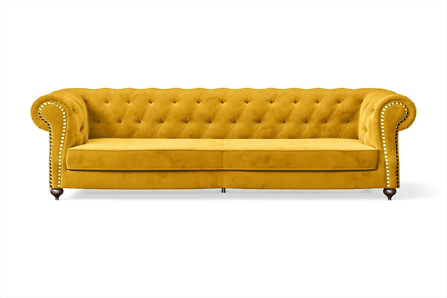 Bitonto 4 Seater Sofa Yellow Velvet