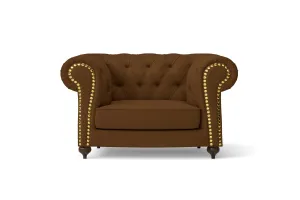 Bitonto Armchair Walnut Brown Leather