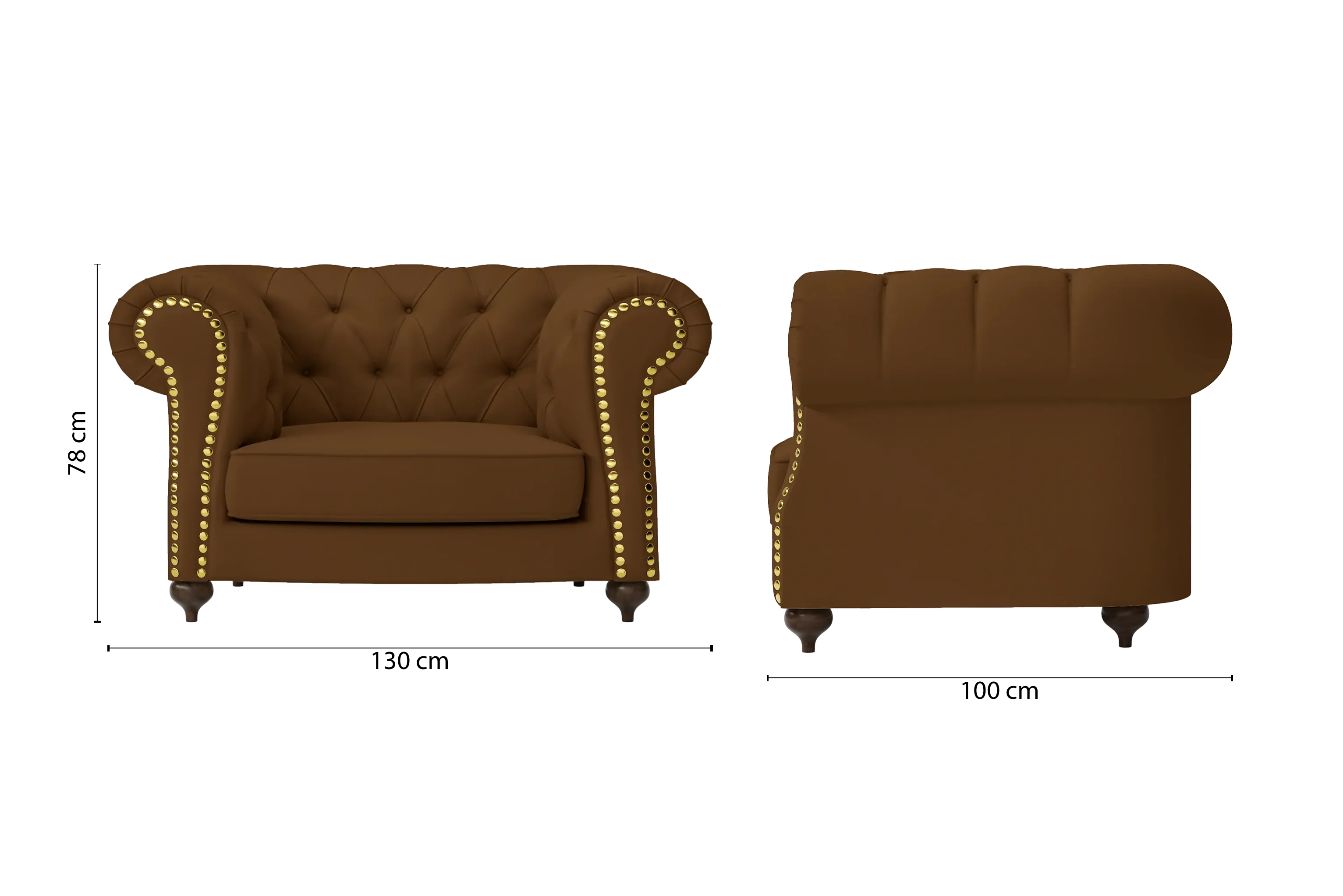 Bitonto Armchair Walnut Brown Leather