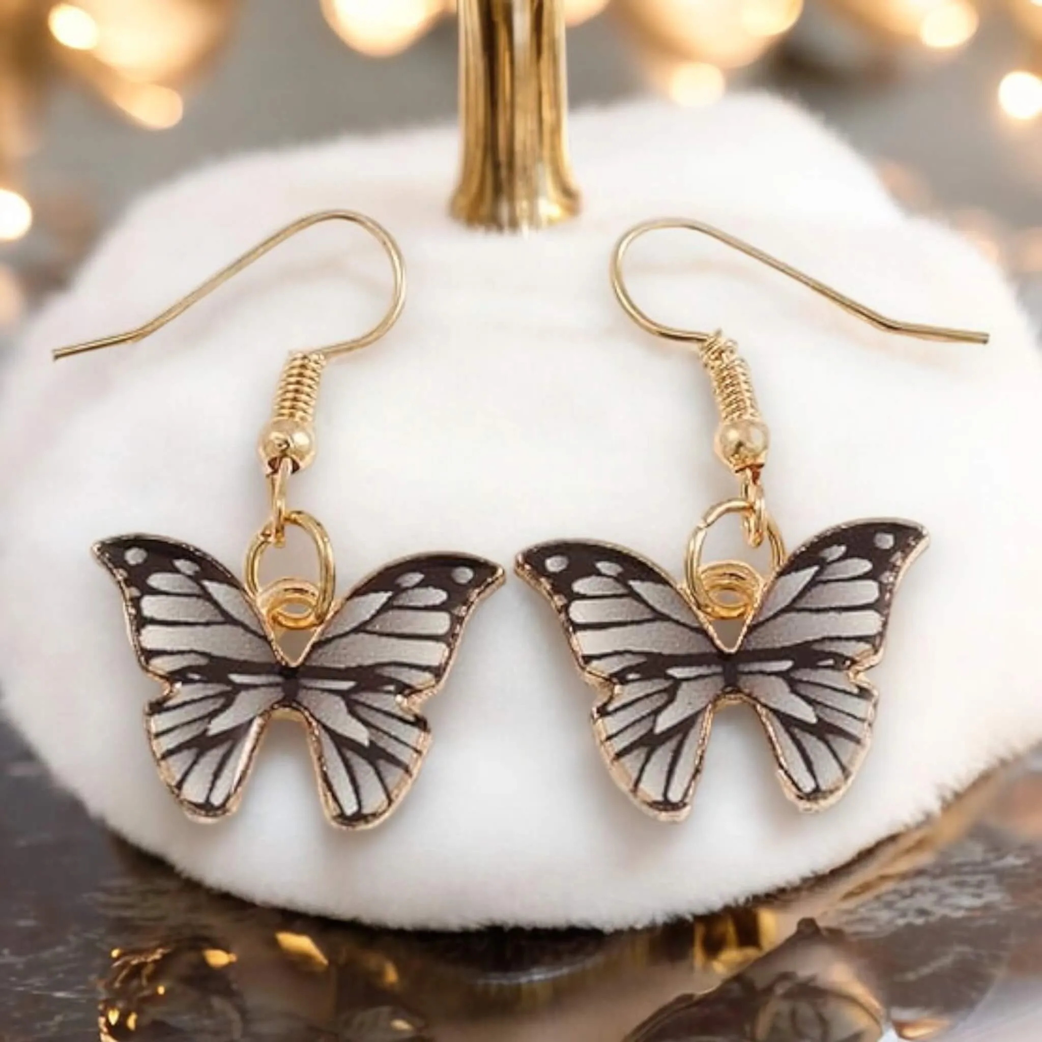 Black Charming Butterfly Dangling Earrings