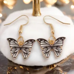 Black Charming Butterfly Dangling Earrings