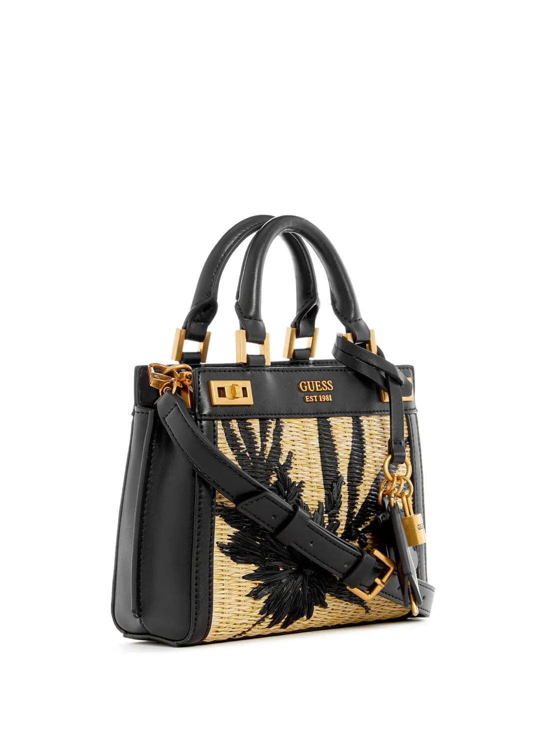 Black Floral Katey Mini Satchel Bag