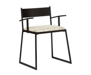 Black Metal Dining Chairs with Upholstered Seat - Set of 2