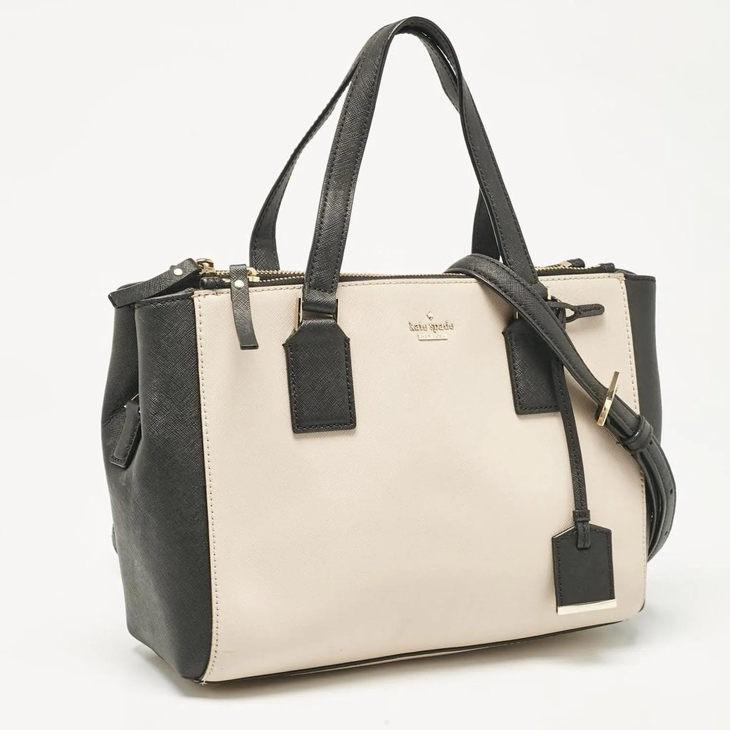 Black/cream Leather Cameron Street Teegan Top Handle Bag