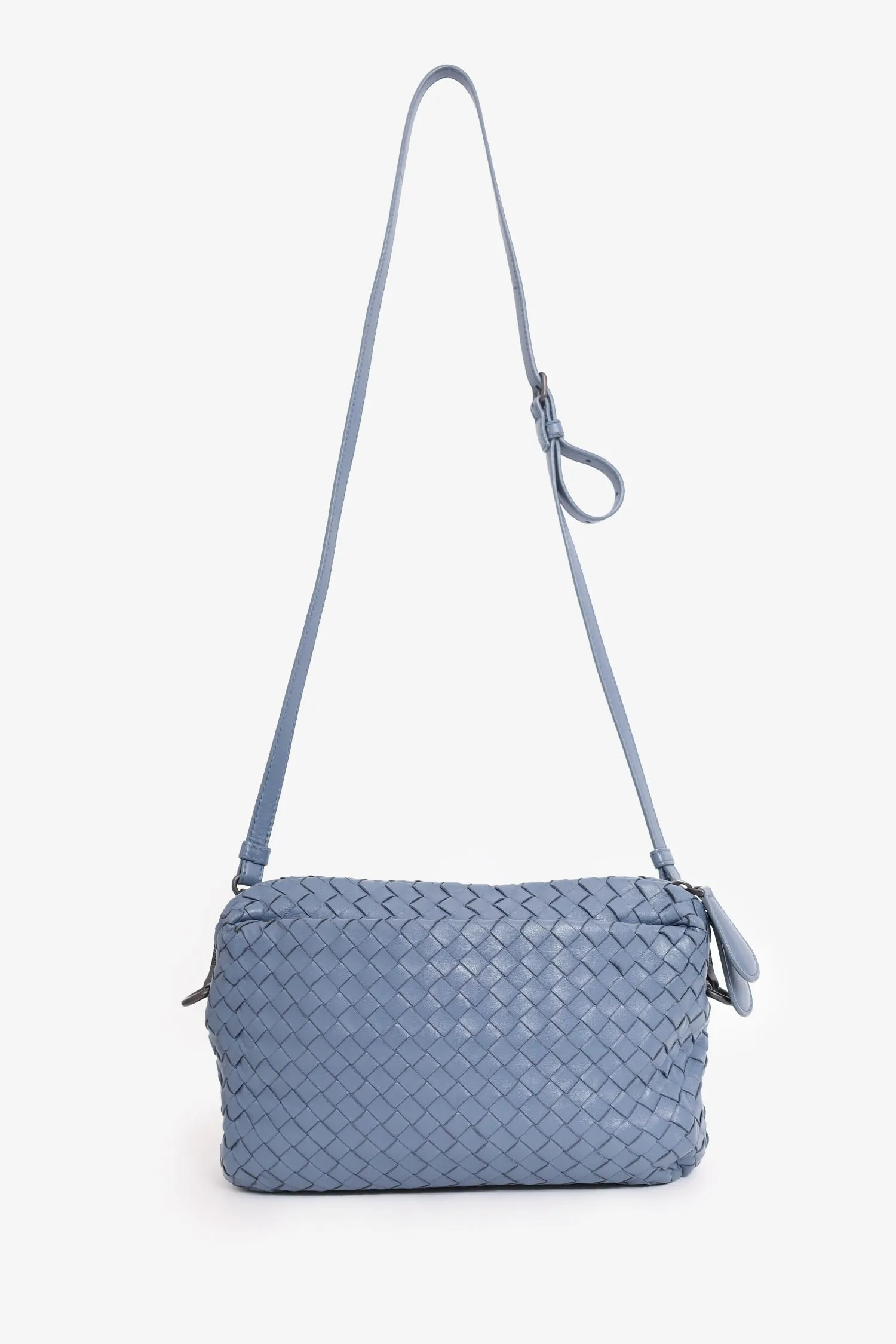 Bottega Veneta Grey Intrecciato Leather Crossbody Bag