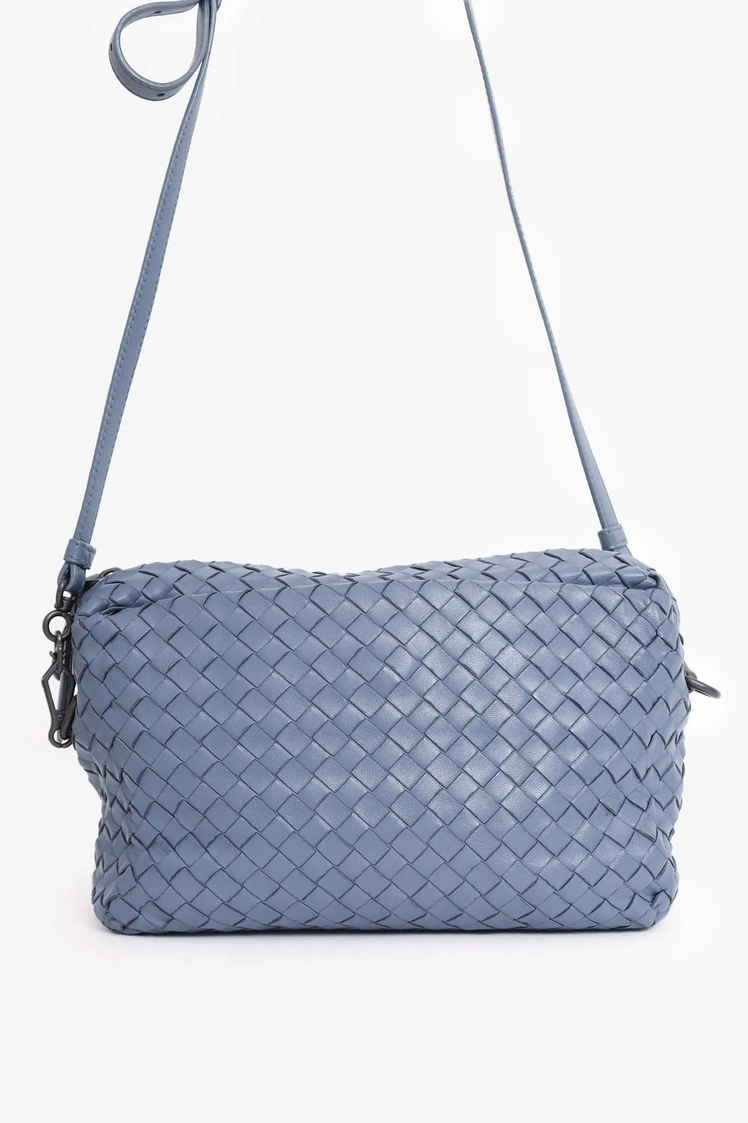 Bottega Veneta Grey Intrecciato Leather Crossbody Bag