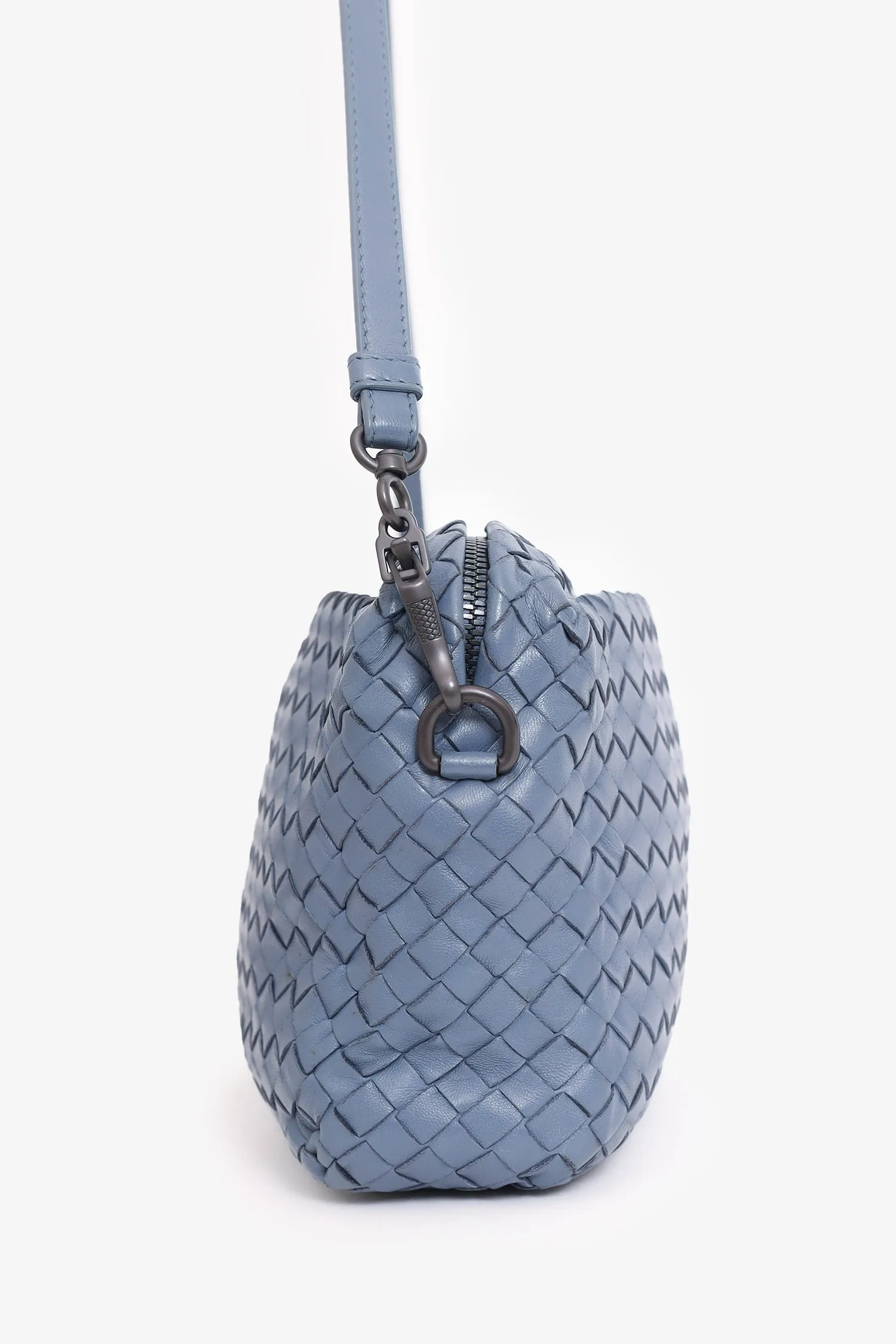 Bottega Veneta Grey Intrecciato Leather Crossbody Bag