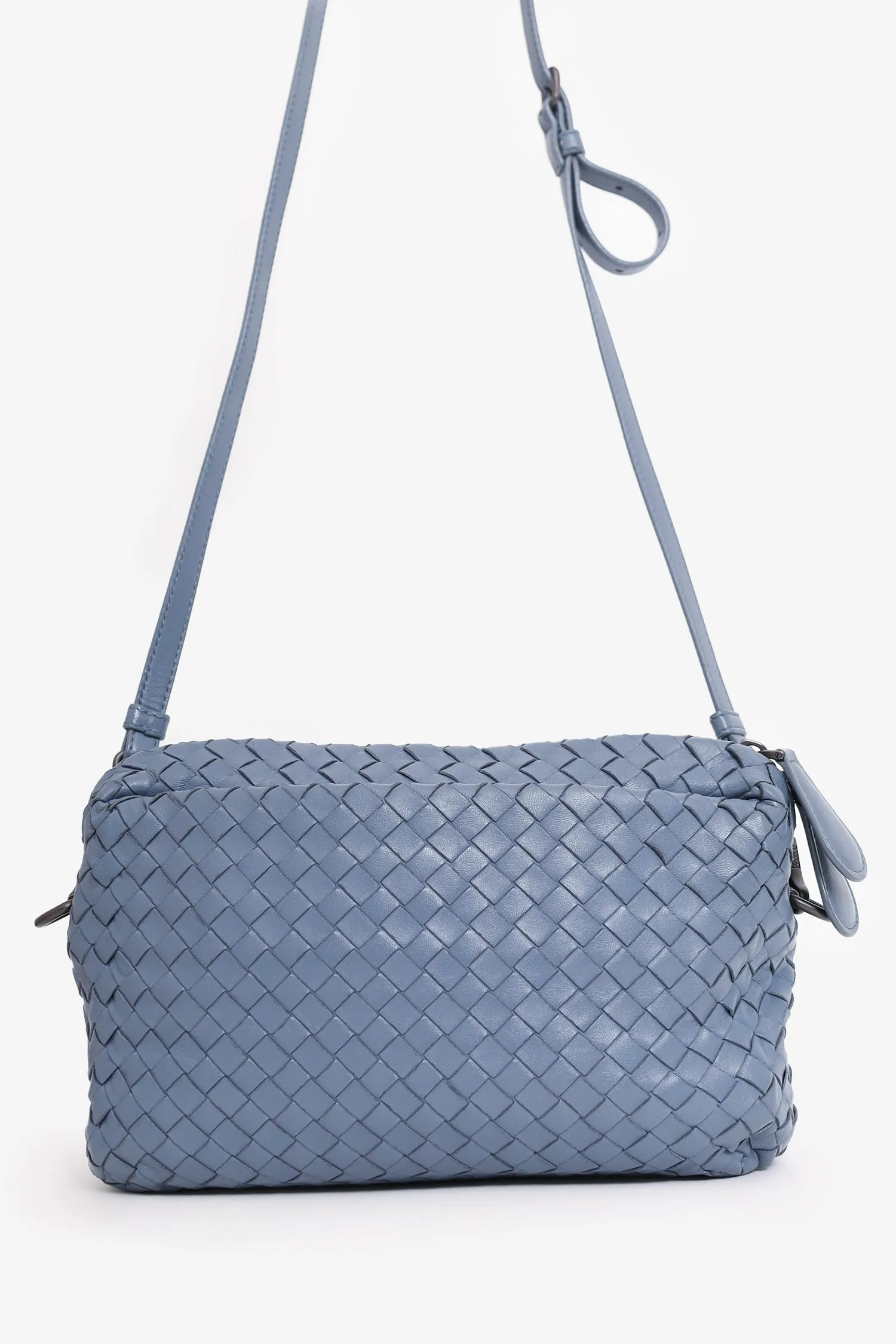 Bottega Veneta Grey Intrecciato Leather Crossbody Bag