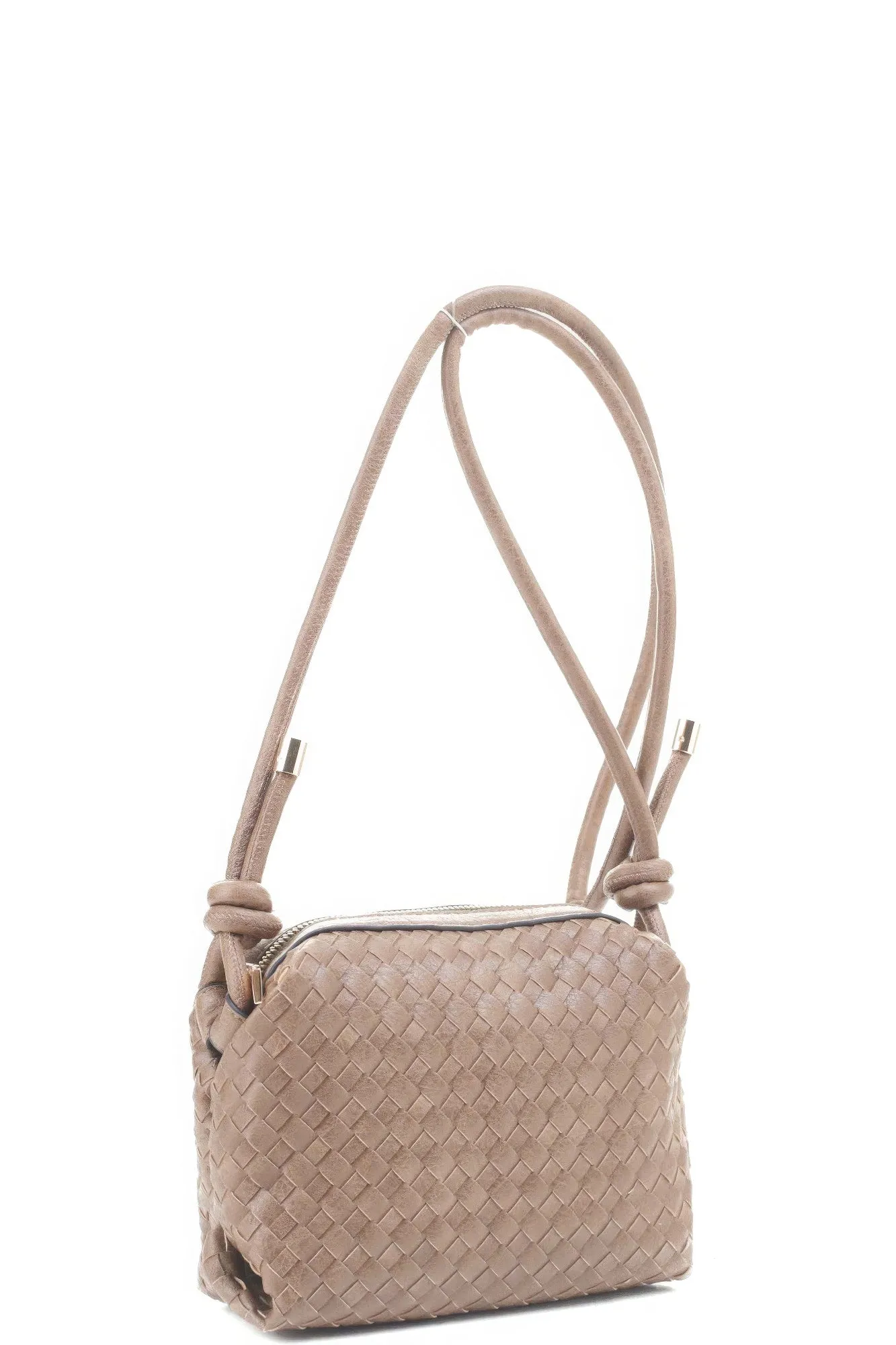 Braid Texture Zipper Crossbody Bag