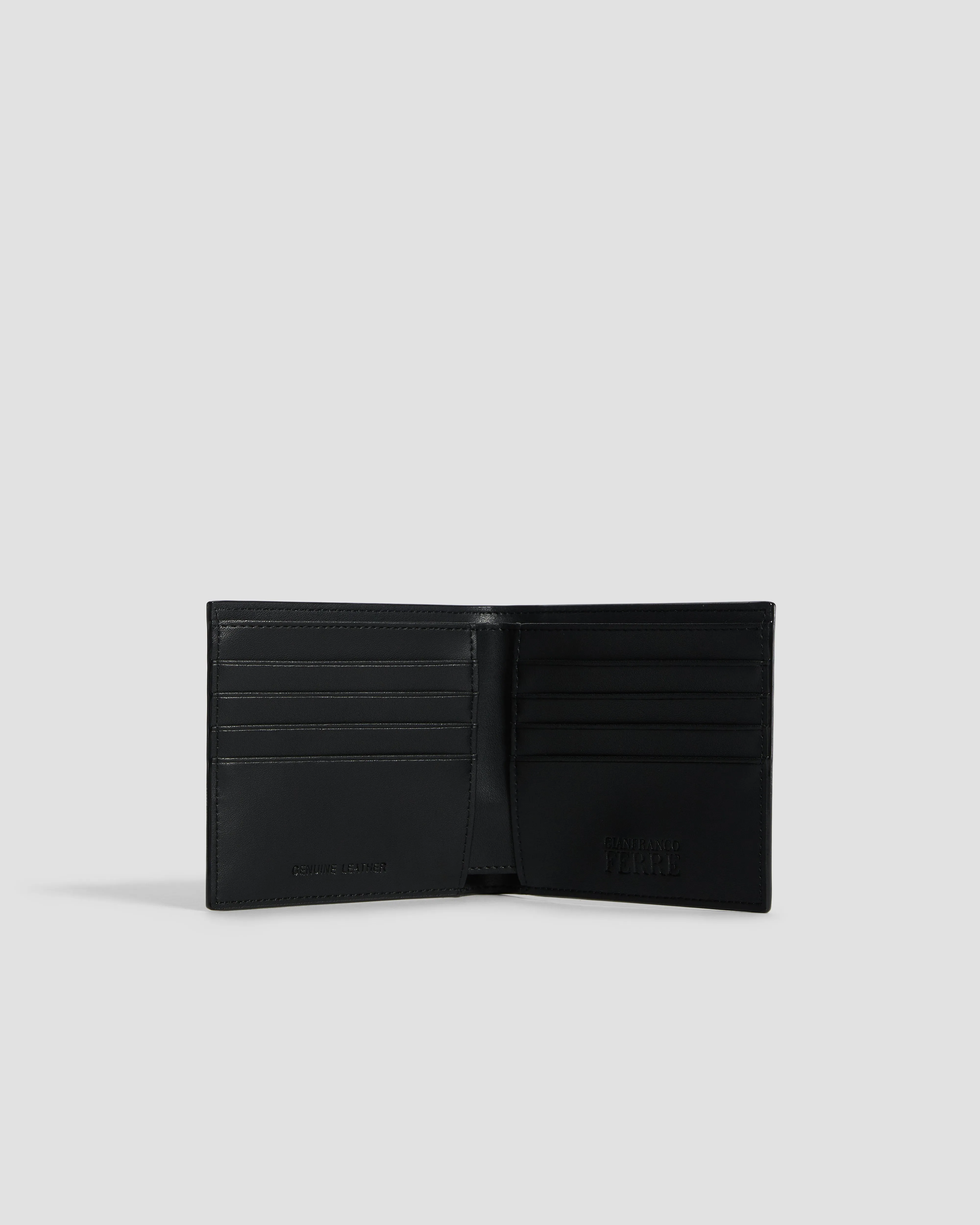 Brand Embellished Bifold Wallet - Eight Slots