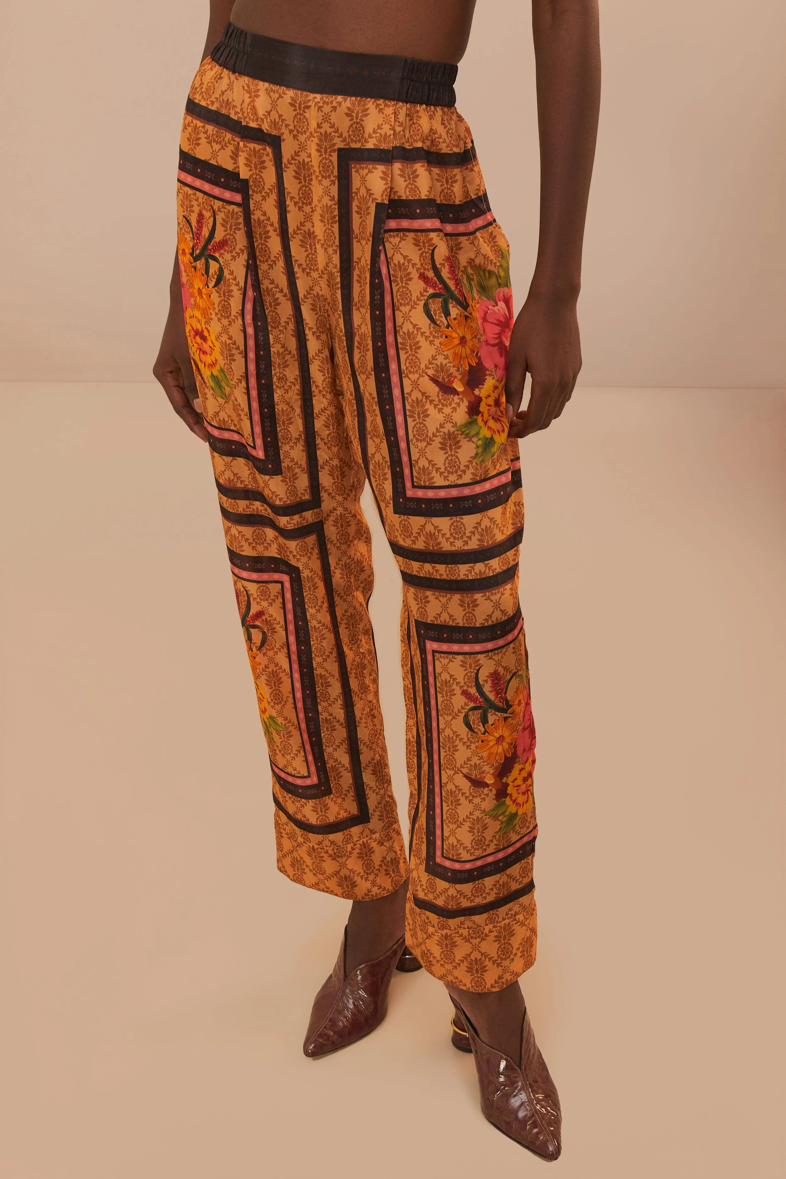 Brown Charming Garden Scarves Pants