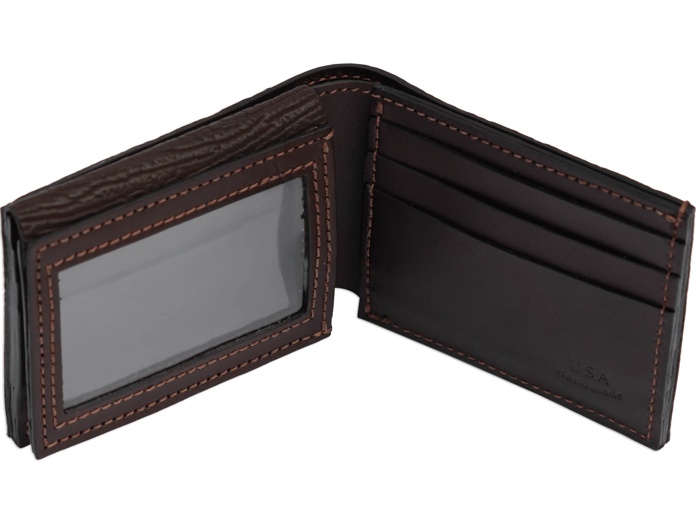 Brown Shark Luxury Designer Exotic Bifold Wallet With Flip Up ID Window