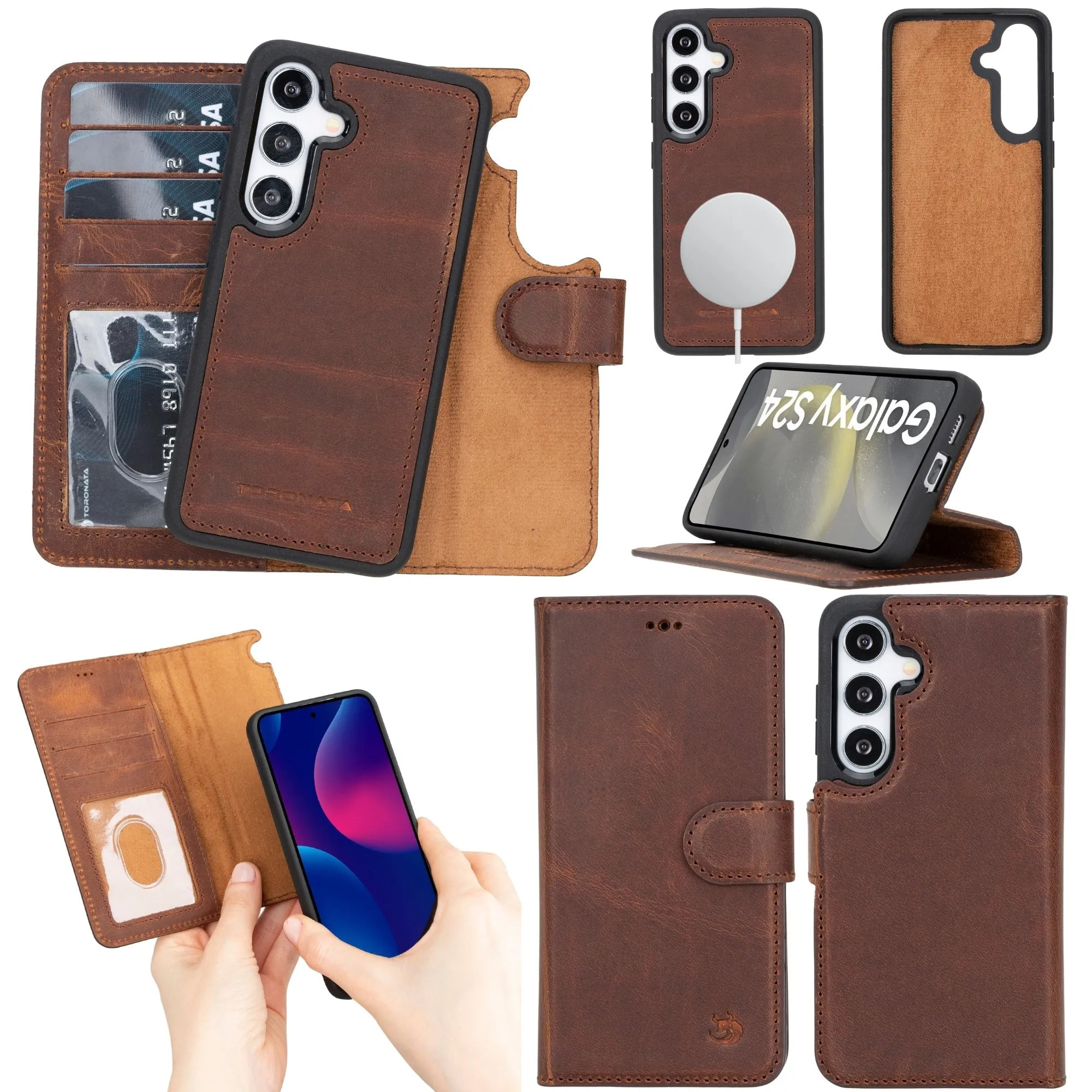 Buffalo Leather Samsung Galaxy S24 Wallet with Detachable Case