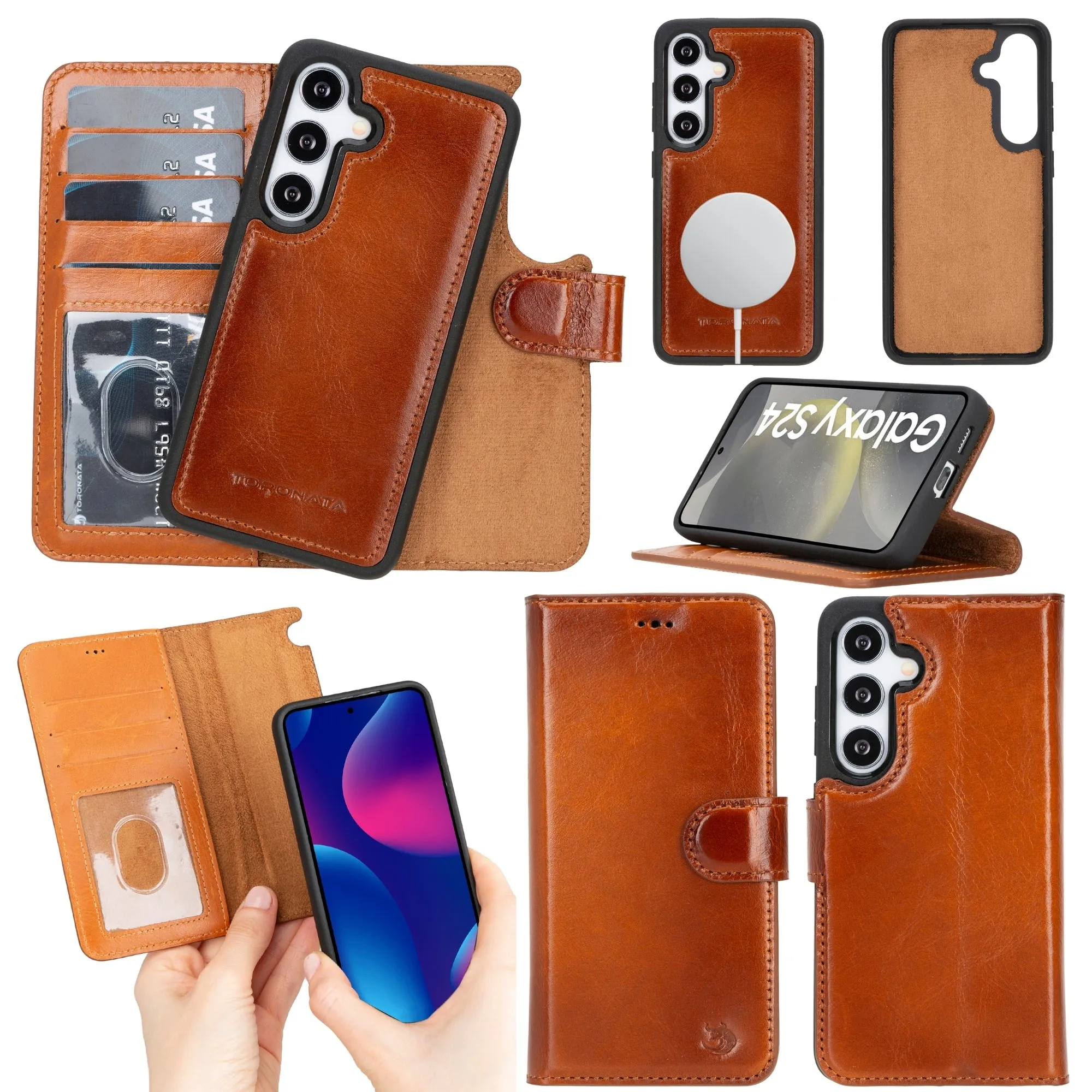 Buffalo Leather Samsung Galaxy S24 Wallet with Detachable Case