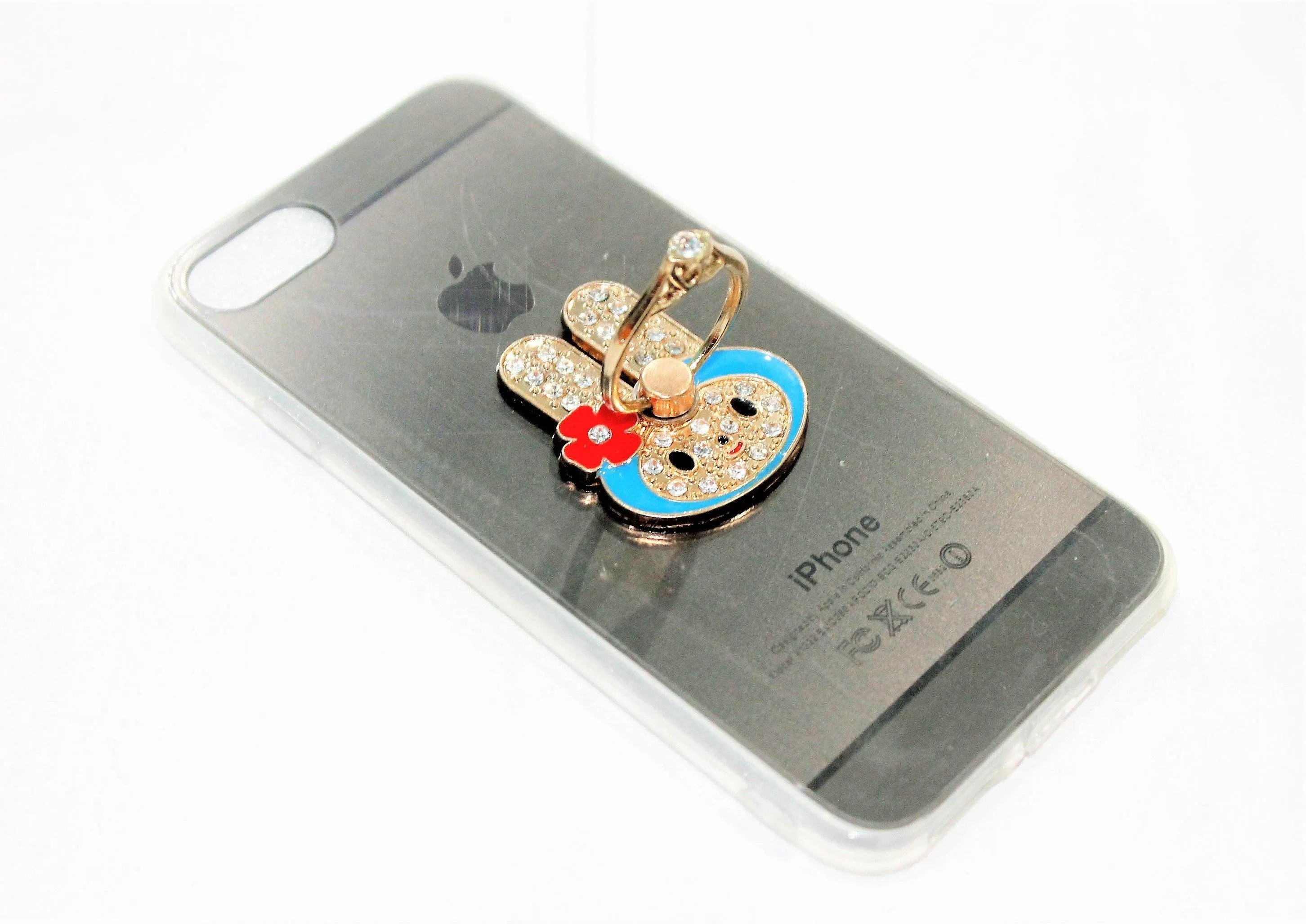 Bunny Shaped RhineStones Studded Metal Mobile Holder Ring Stand