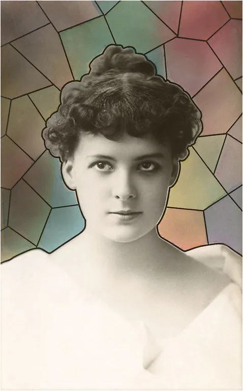 BW-24 Woman with Geometric Shapes - Vintage Image