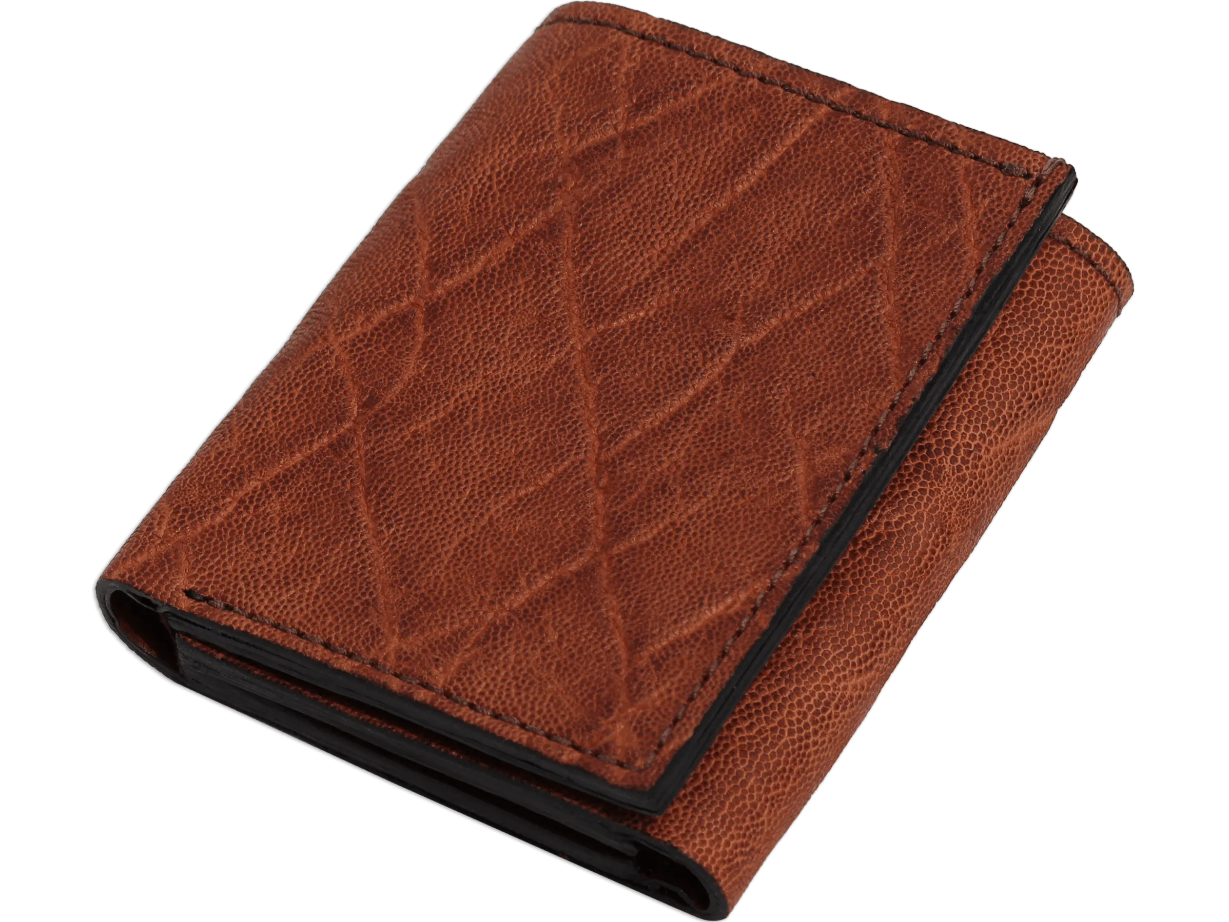 Caramel Brown Elephant Luxury Designer Exotic Trifold Wallet With ID Window