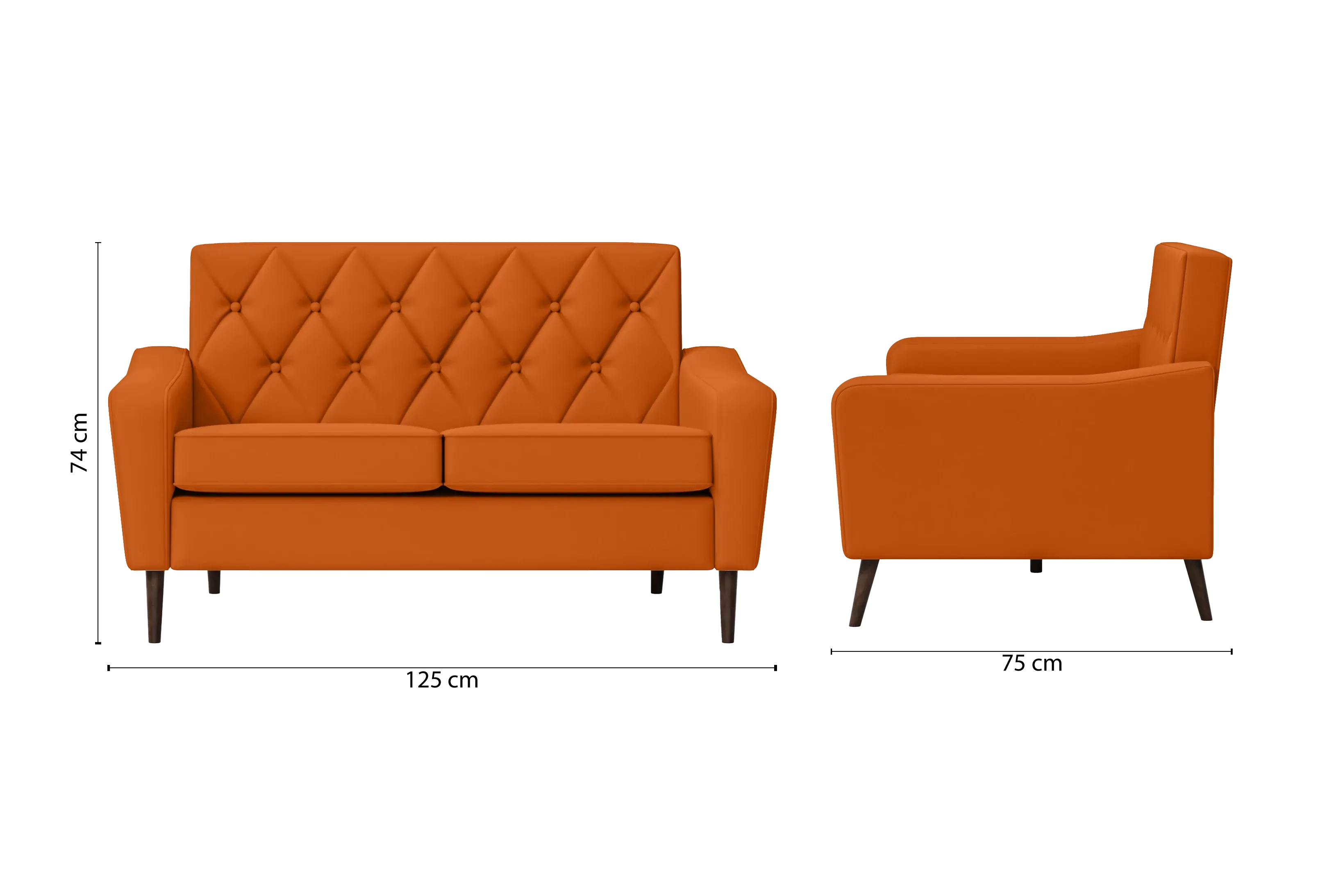 Carpi 2 Seater Sofa Orange Leather