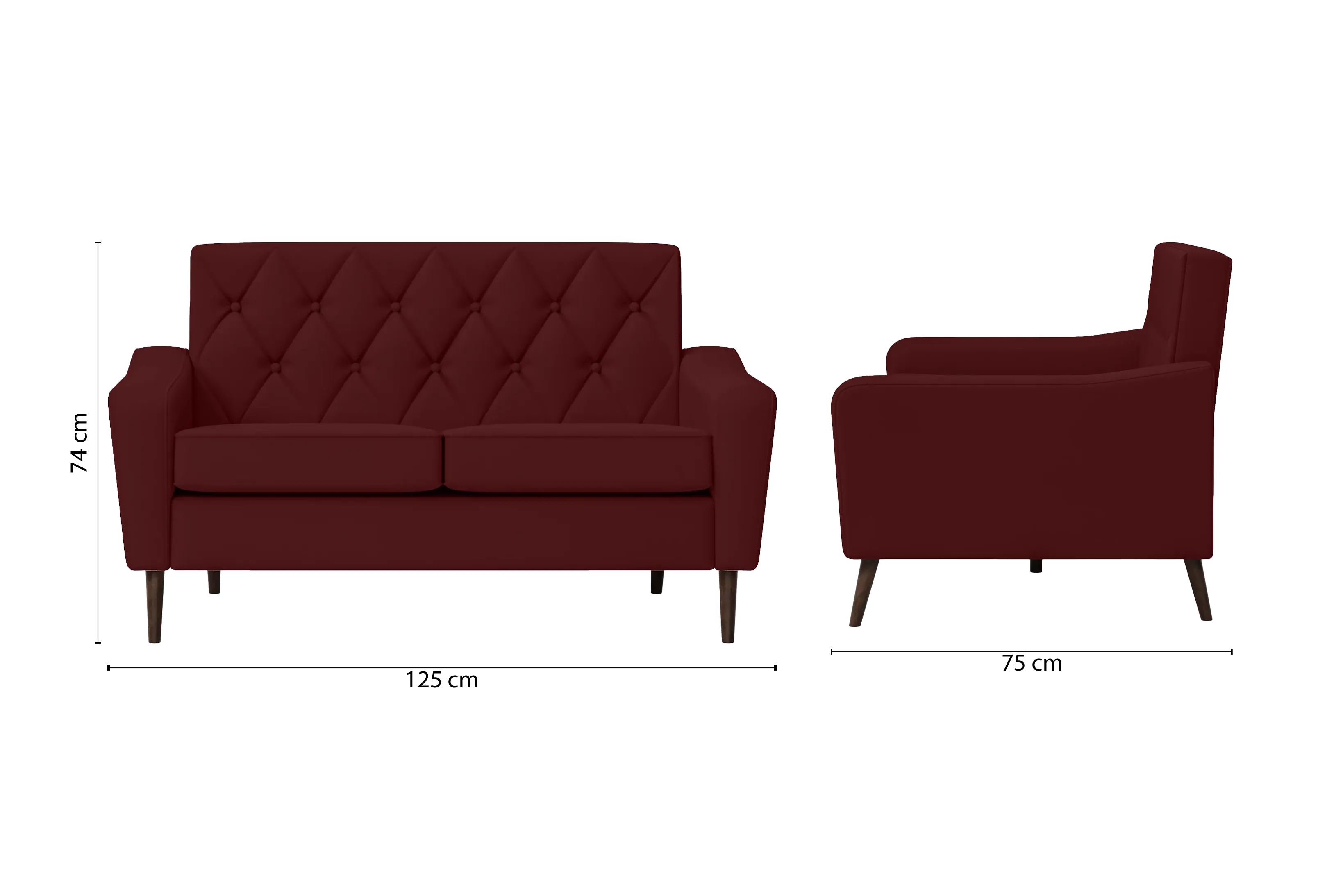 Carpi 2 Seater Sofa Red Leather